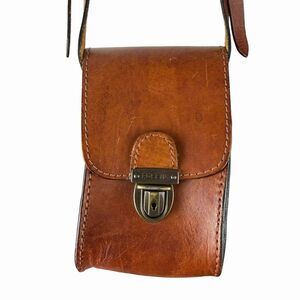 Vintage Fossil Leather Small Crossbody Camera Photo Purse Bag Lock